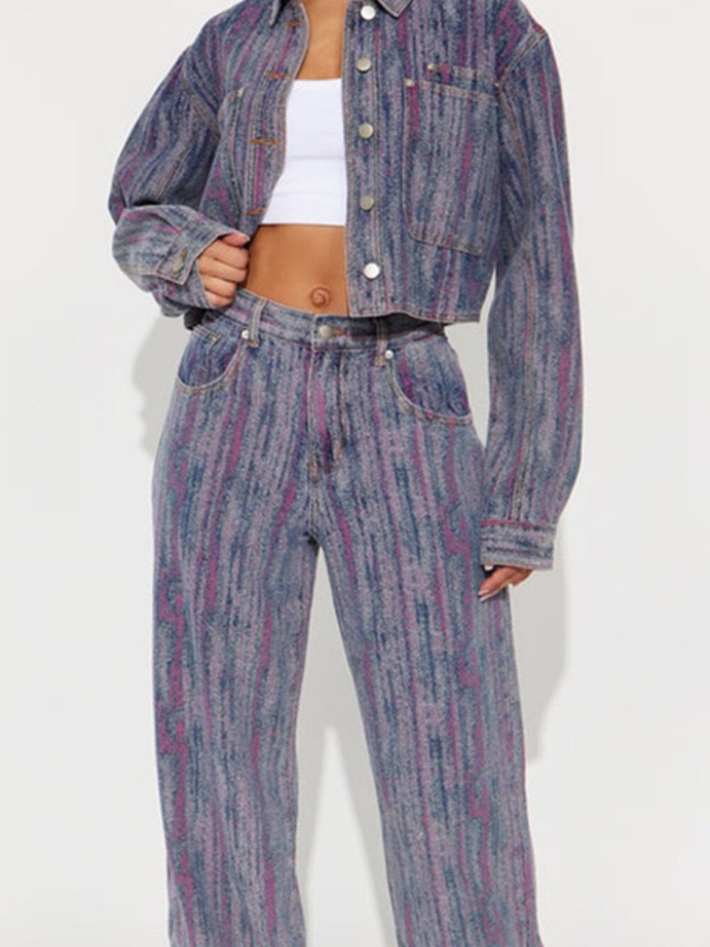 Natural Mystic Jacquard Jeans & Jacket Set